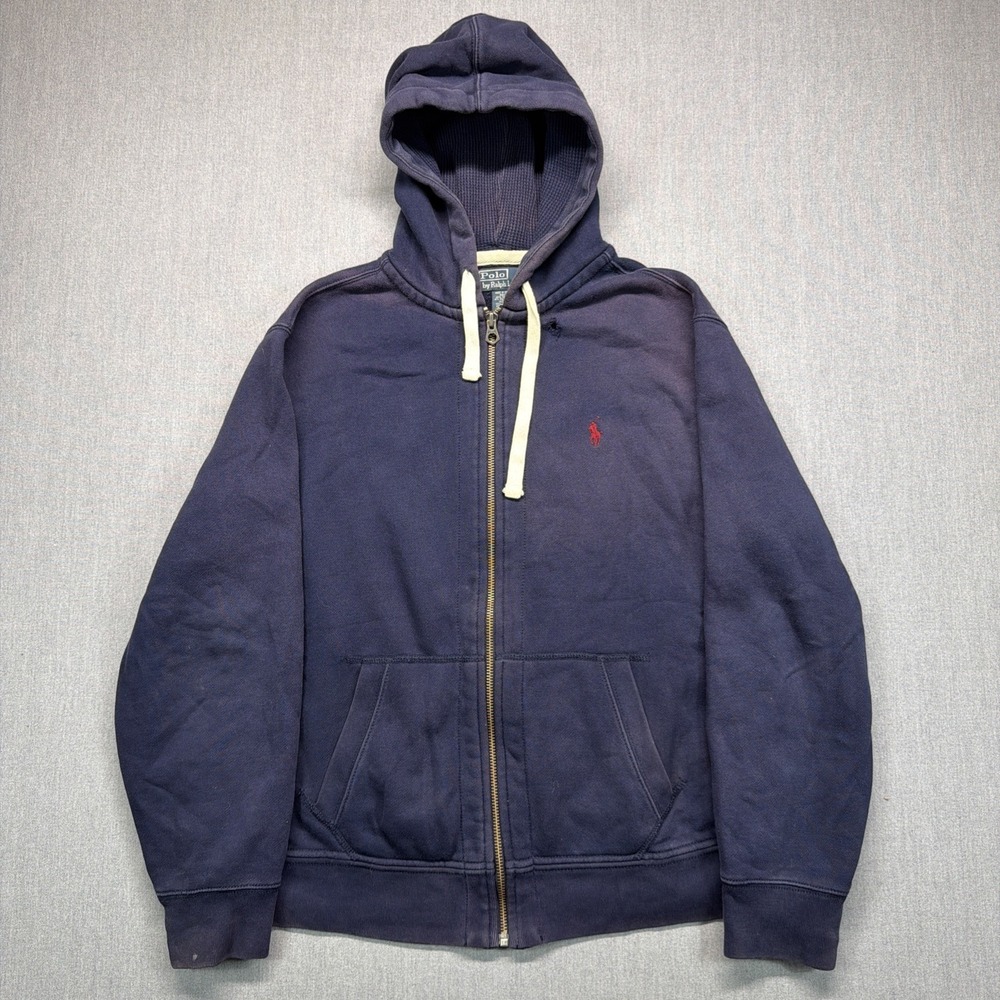 Polo Ralph Lauren Full Zip Hoodie Navy Blue Men's XL Sun Faded